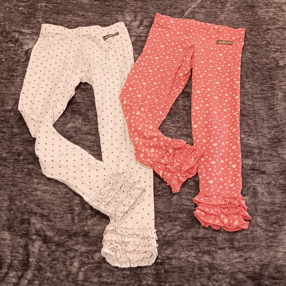 2pair Of Matilda Jane Ruffle Leggings Girls Size:4 - Picture 1 of 8